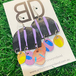 Hand painted leather bold statement earrings - The Dome (with hook)