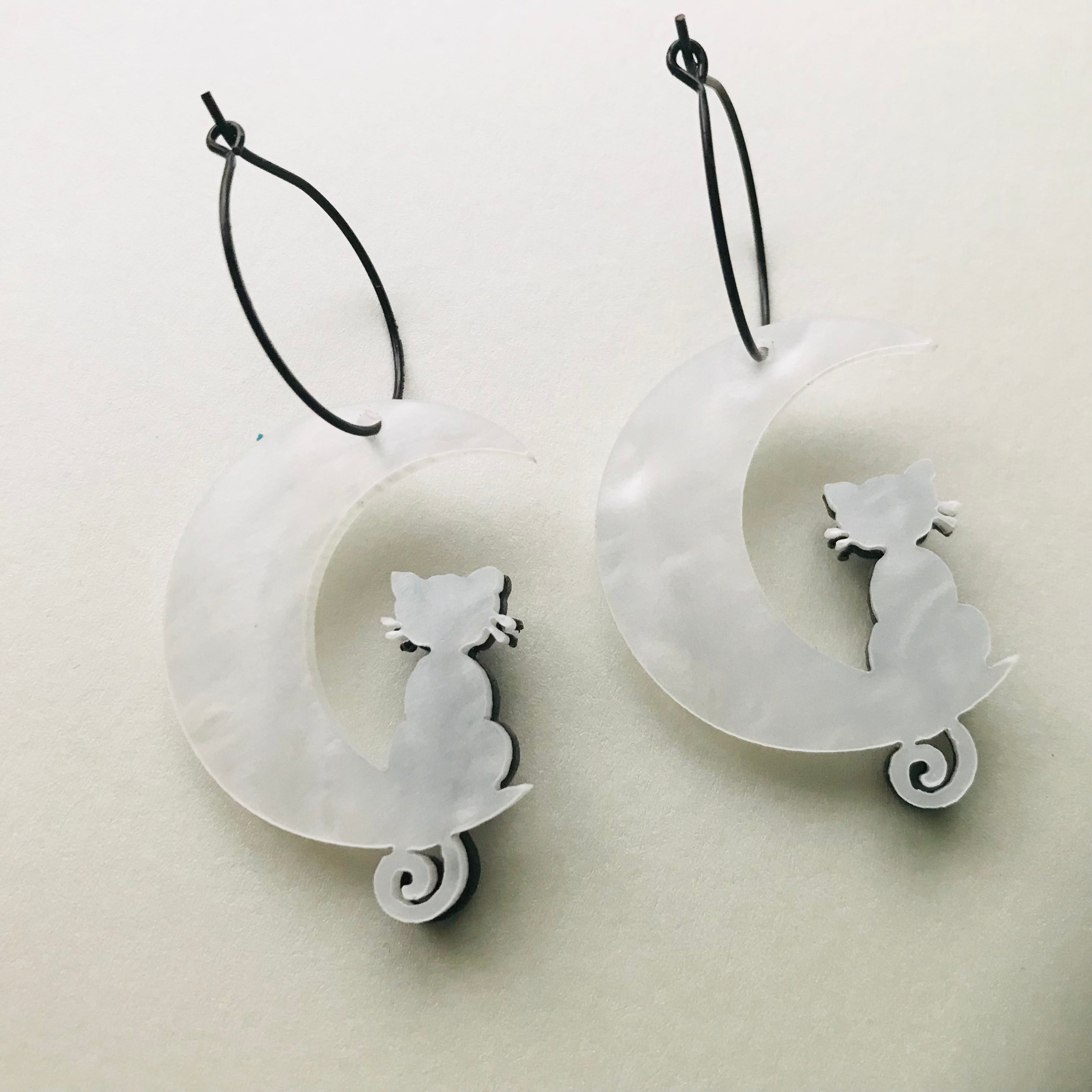 Moon Cat Hoop Earrings