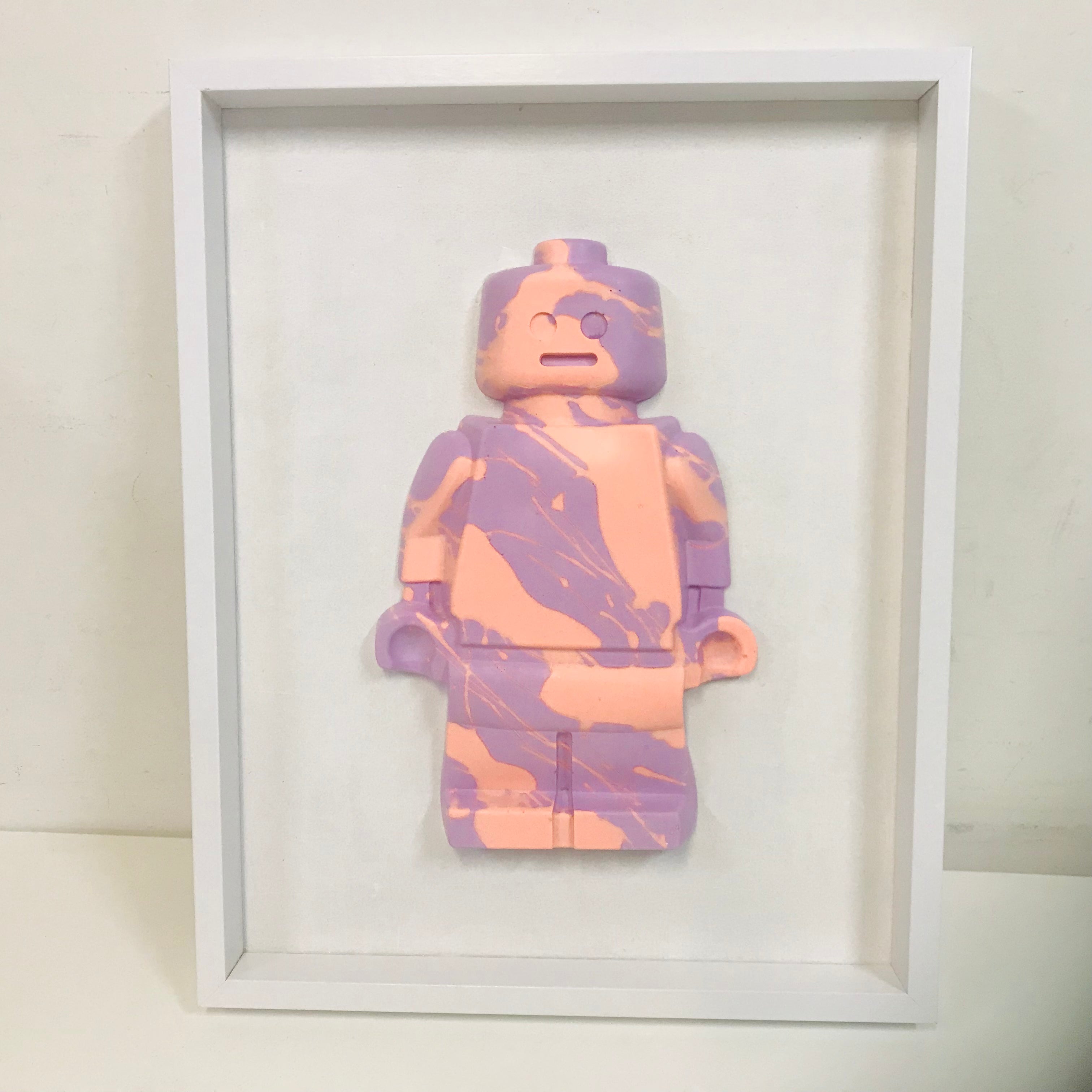 Eco Resin Framed 3D Brick Person - Lilac & Orange Paint Splatter