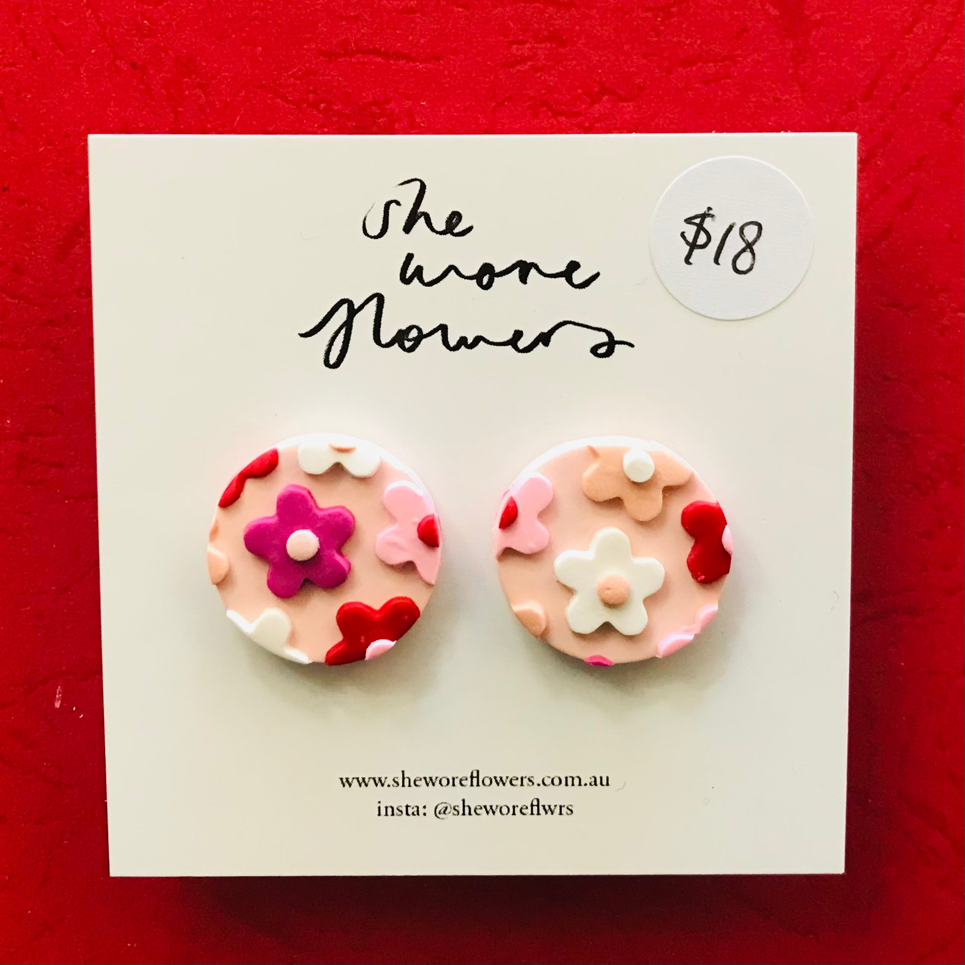 Floral Polymer Clay Stud Earrings