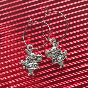 Alice in Wonderland White Rabbit Mini Hoop Earrings