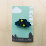 Cloud Fabric Layered Wood Brooches