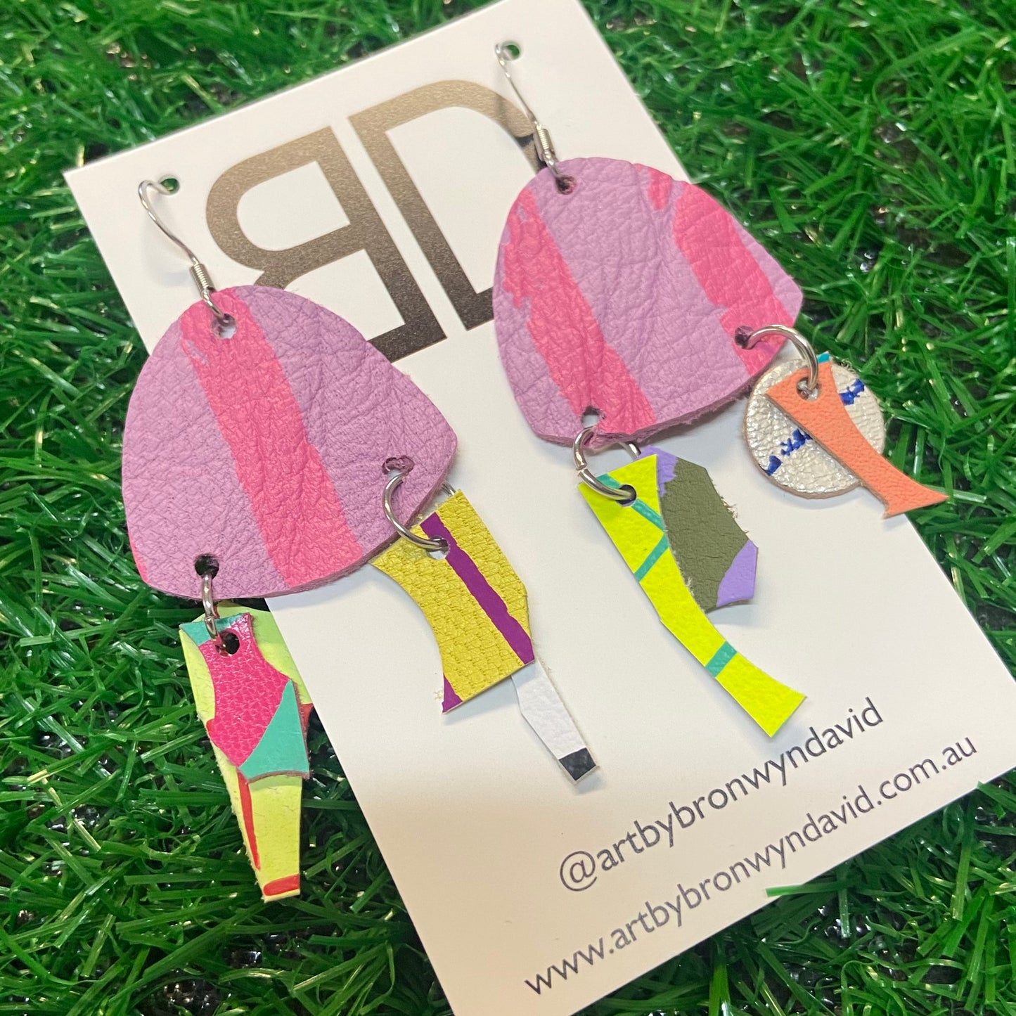 Hand painted leather bold statement earrings - The Squidlets