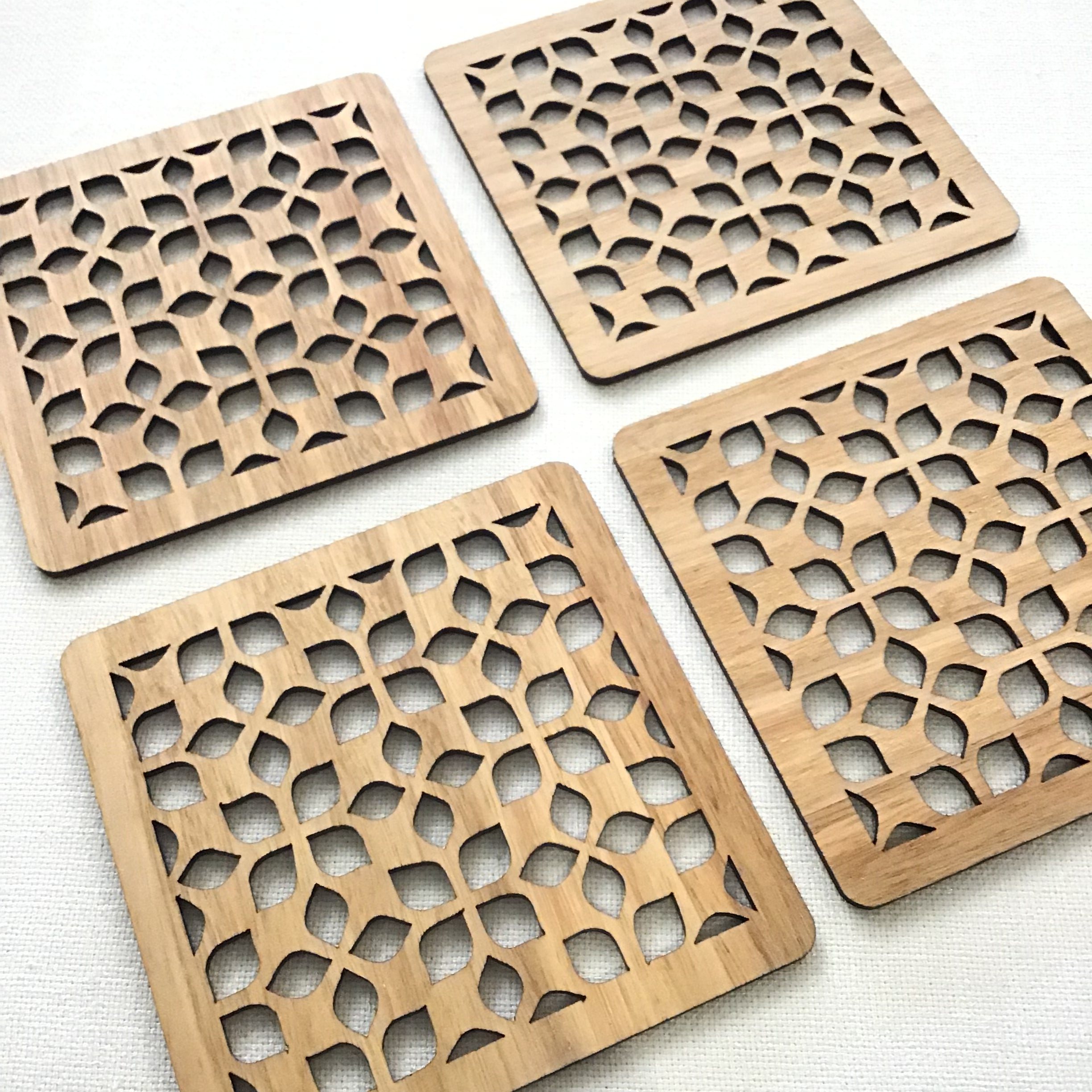 Wood Laser Cut Coasters (set of 4) - Framed Geometric
