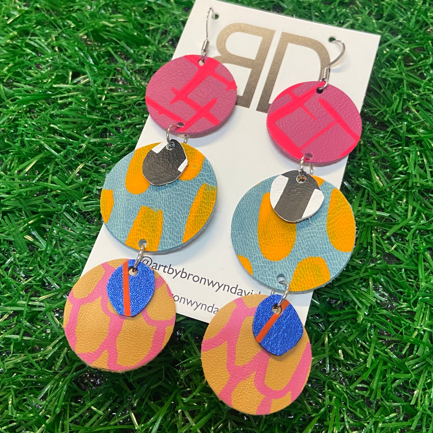 Hand painted leather earrings - The Droplet