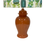 Mocha coloured Mid Century ceramic table lamp standing 33cm tall