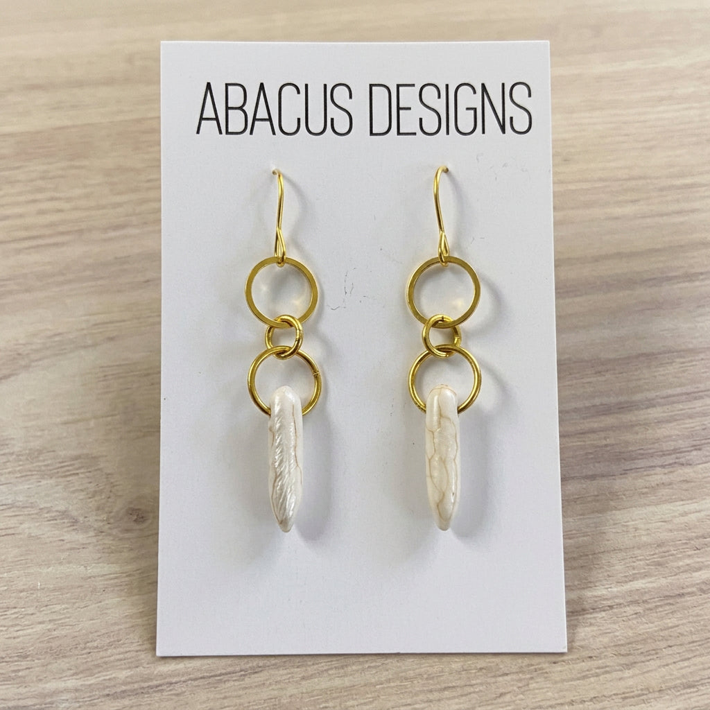 Brass & Stone Dangle Earrings