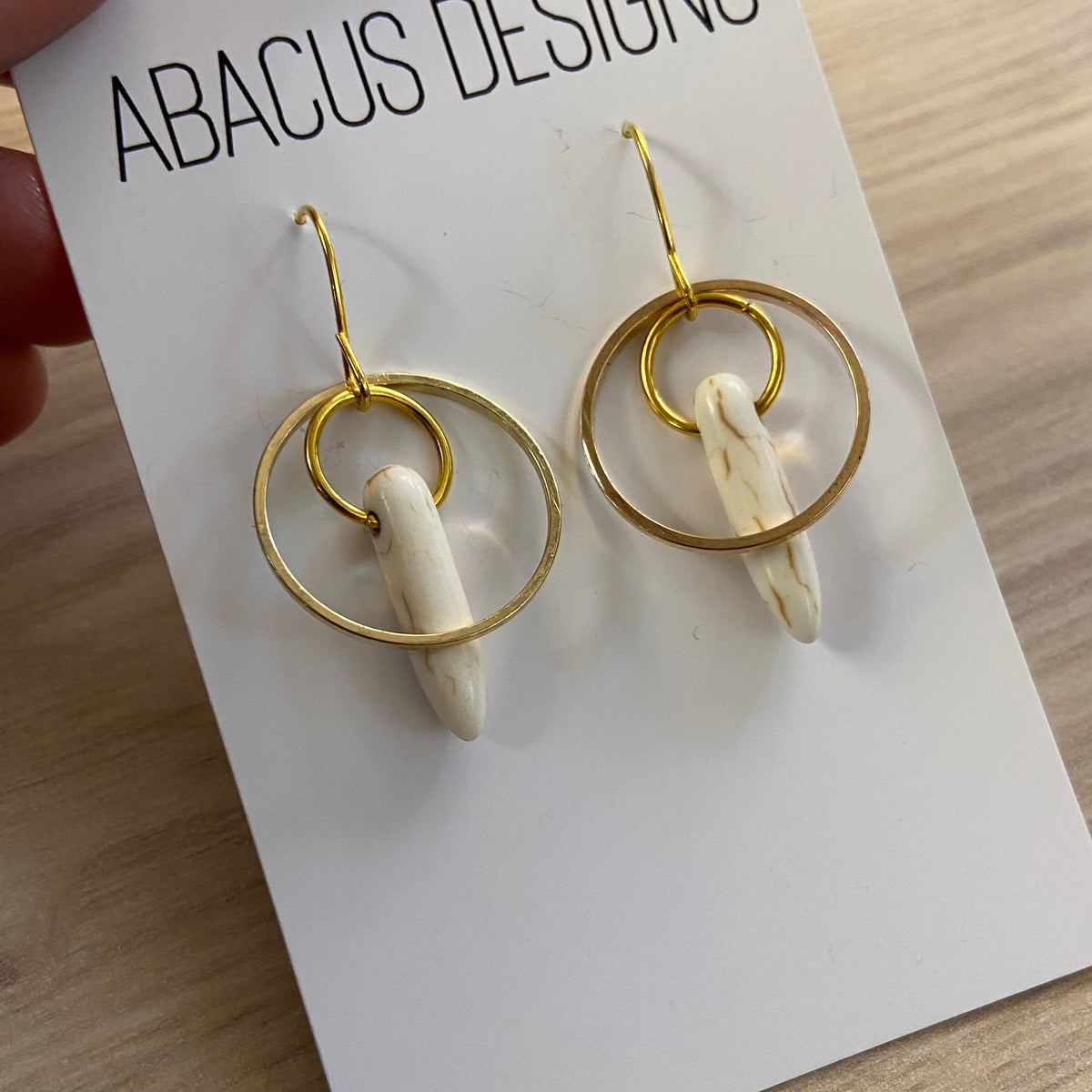 Brass & Stone Dangle Earrings