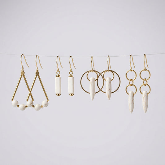 Brass & Stone Dangle Earrings