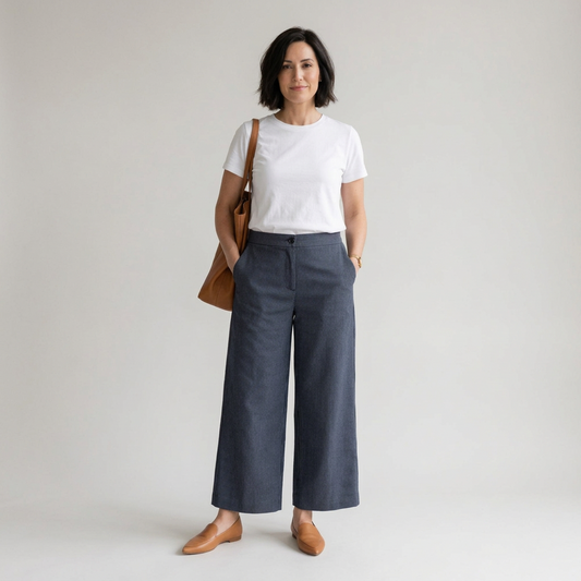 Women's Handmade Wide Legged Pants - Pinstripe