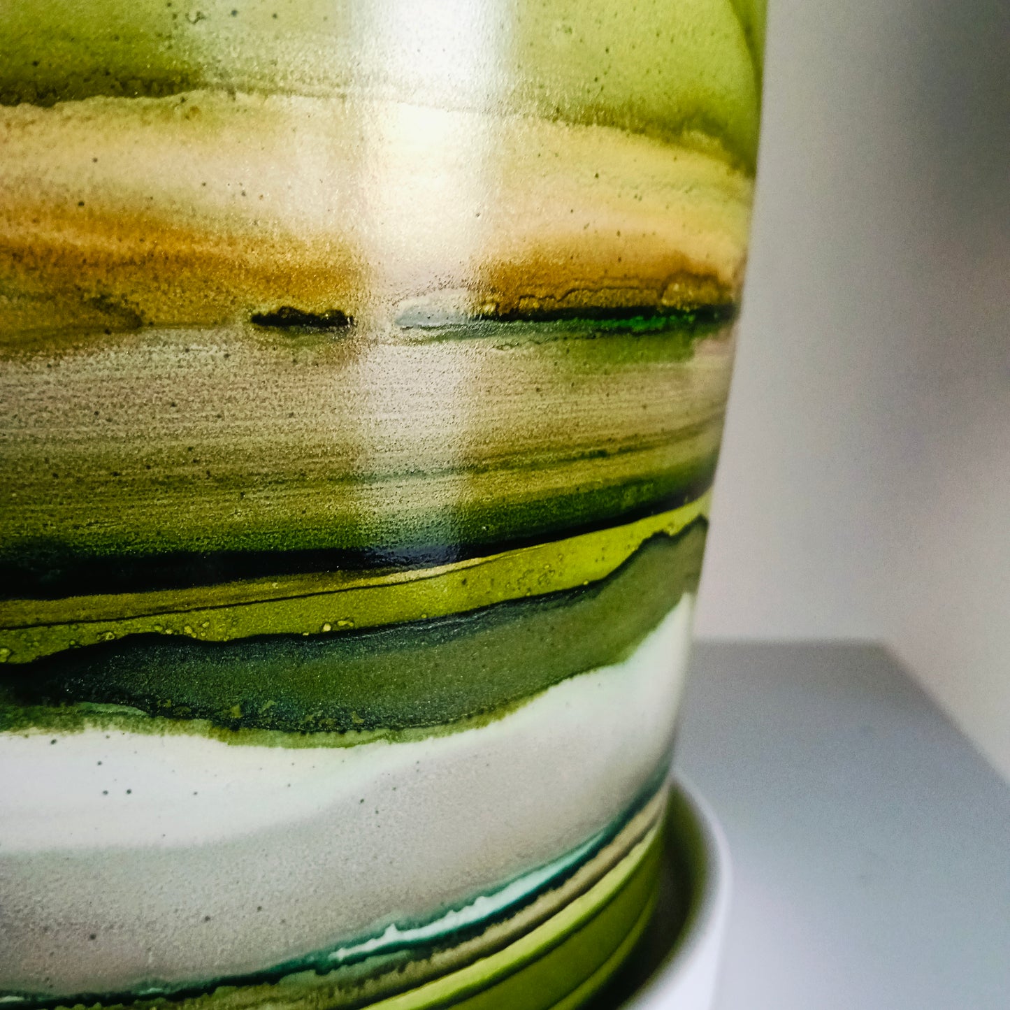 GLOW IN THE DARK Alcohol Ink planter pot with tray - POT #25