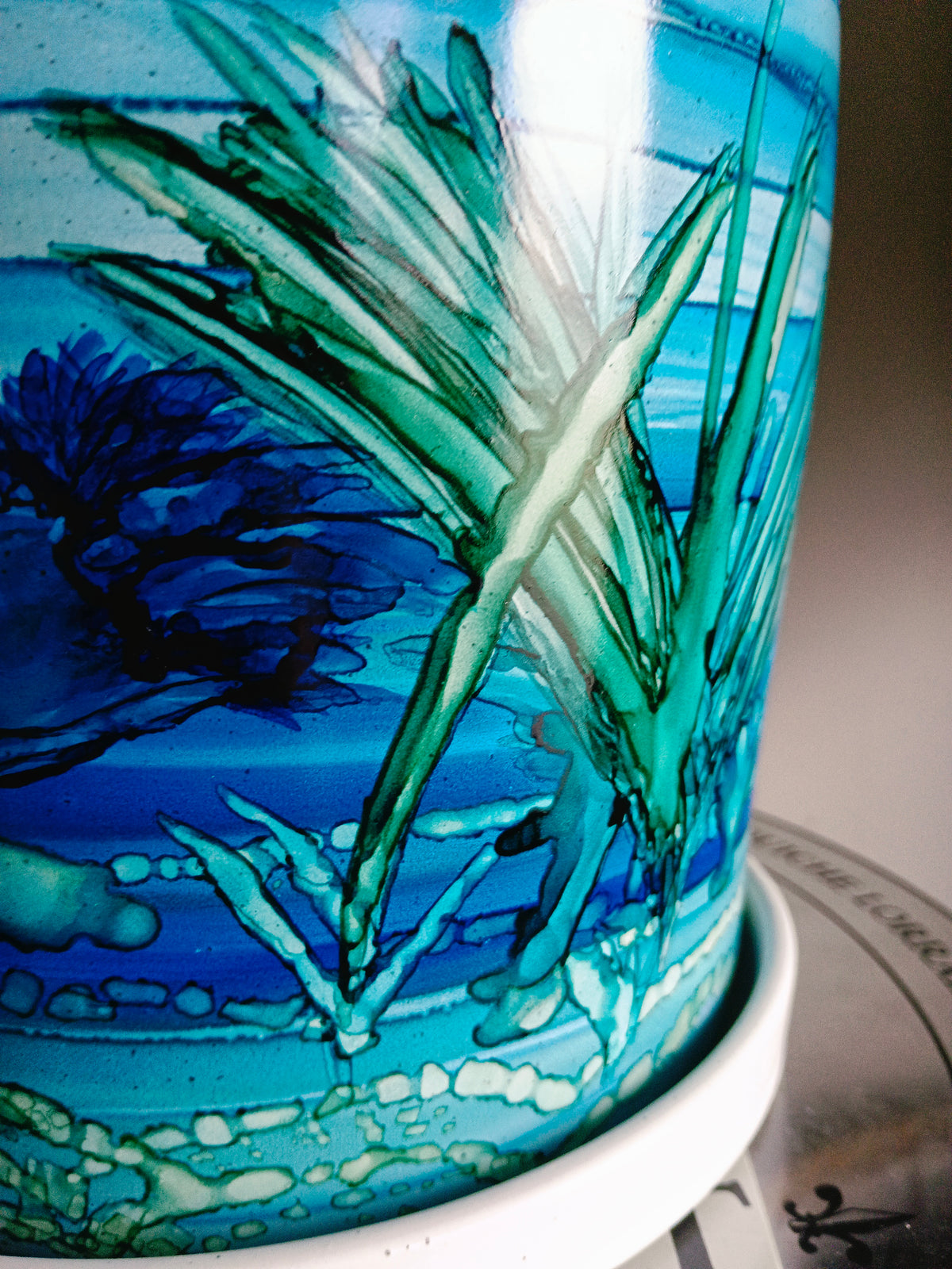Alcohol Ink planter pot with tray - POT #60