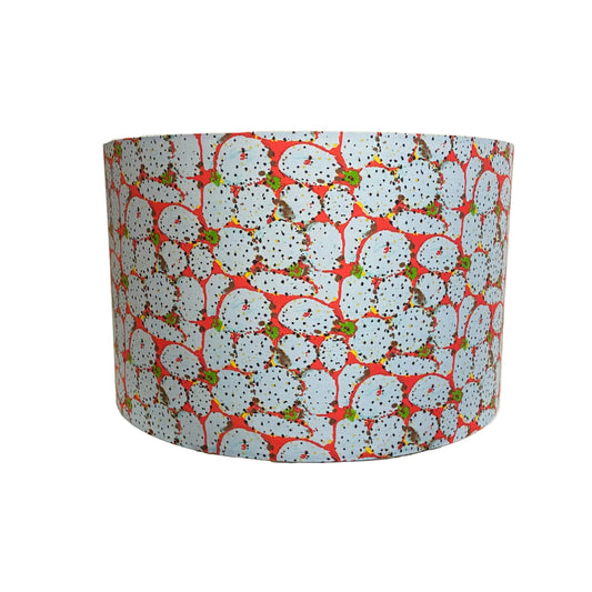 Ornate Pewter Finished Table Lamp with Prickly Pear on Orange Shade