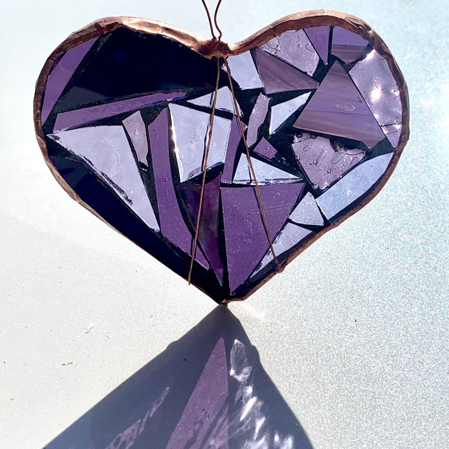 Handmade Glass Suncatcher - Purple Heart