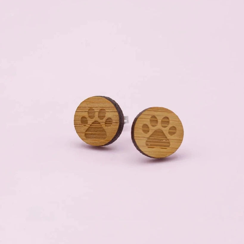 Paw Print Laser Cut Stud Earrings