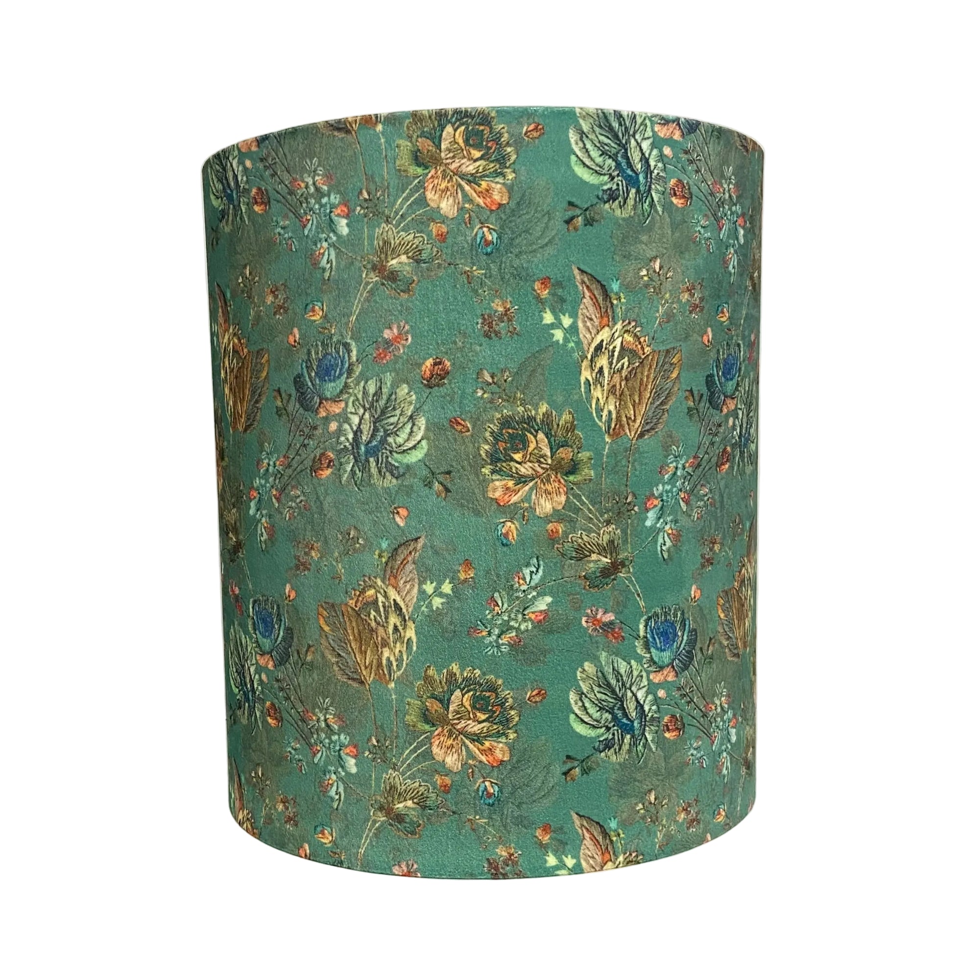 Decorative lampshade with floral pattern on a white surface