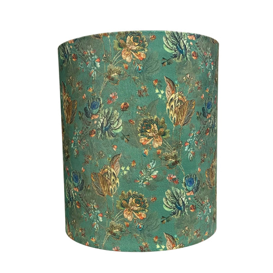 Decorative lampshade with floral pattern on a white surface