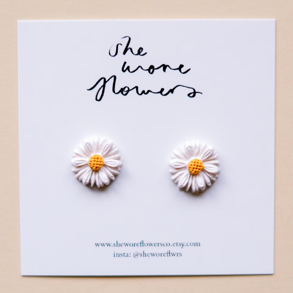Floral Polymer Clay Mini Flower Stud Earrings