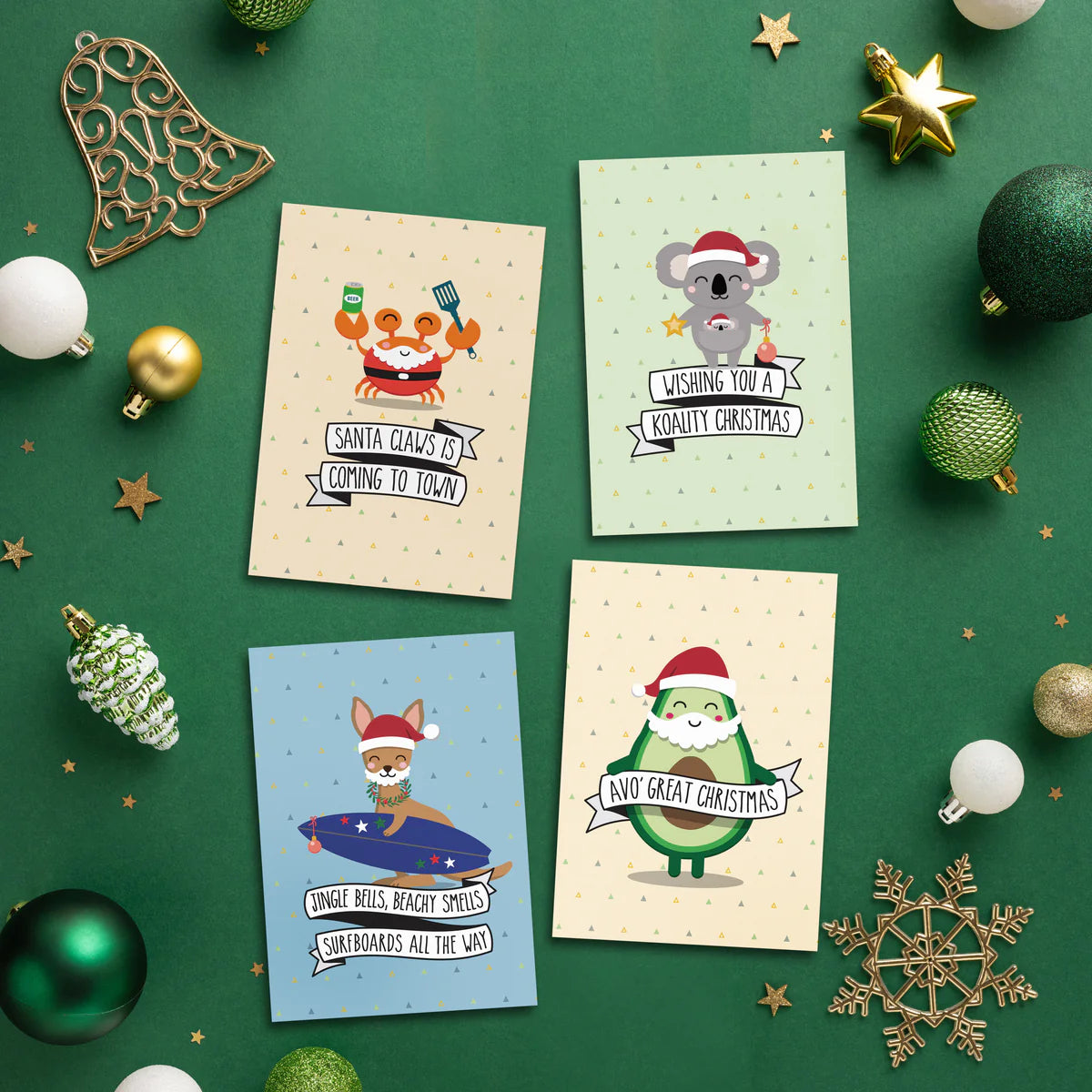 Novelty Christmas Card Pack of 8 with Envelopes - Aussie