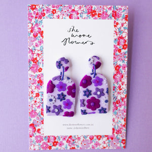 Floral Polymer Clay Arch Dangle Earrings