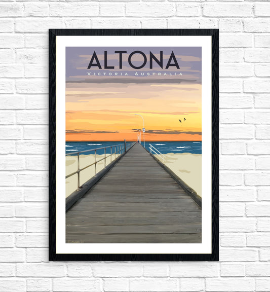 Vintage Poster - Altona Pier Sunset