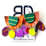 Hand painted leather bold statement earrings - The Punch