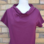 Women's Handmade Cowl Tee - Burgundy