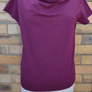 Women's Handmade Cowl Tee - Burgundy