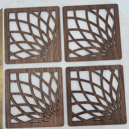 Wood Laser Cut Coasters (set of 4) - Sunflower