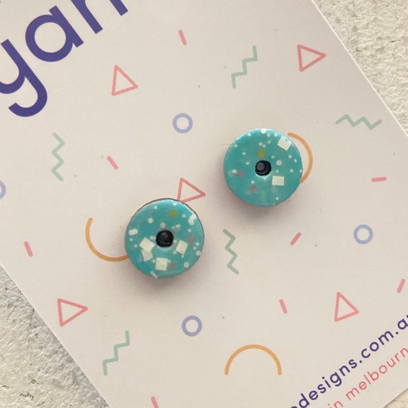 Donuts Laser Cut Timber Stud Earrings