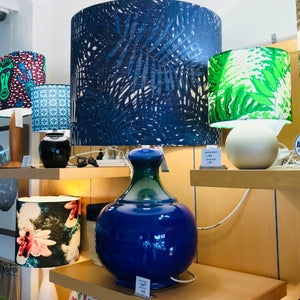 Custom Lamp Shade only - Dark Blue Ferns
