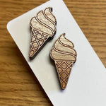 Novelty Studs Earrings - Graphic Wood