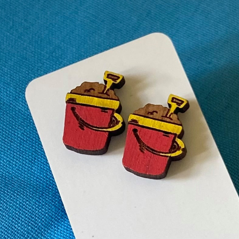 Novelty Studs Earrings - Graphic Wood