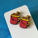 Novelty Studs Earrings - Graphic Wood