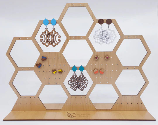 Hexagon Wooden Earring Organiser