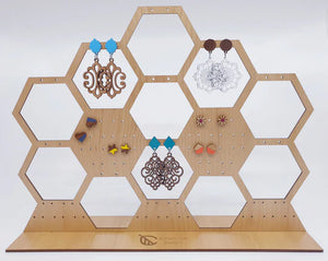 Hexagon Wooden Earring Organiser