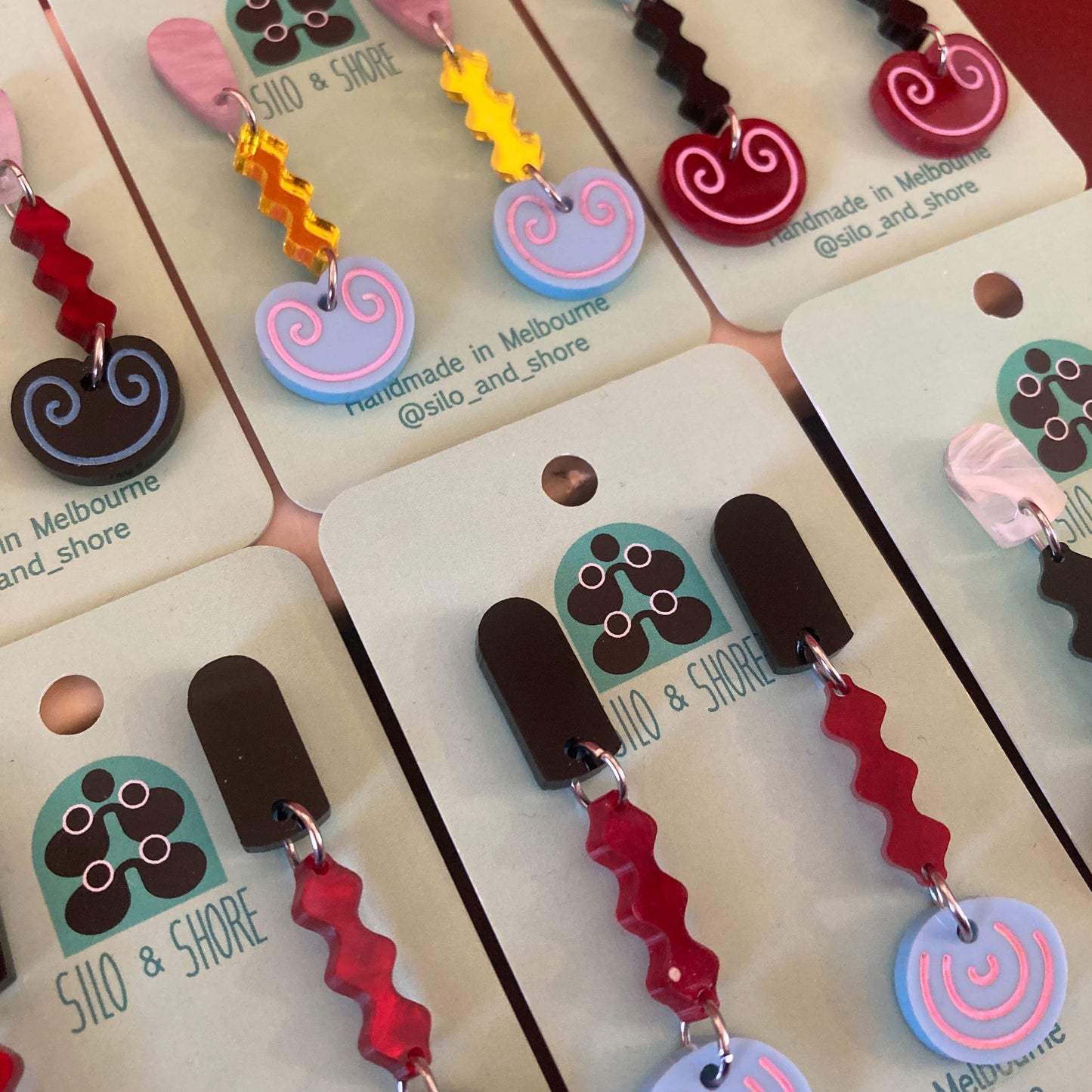 Art Deco Acrylic Earrings - Wave Drop Swirl