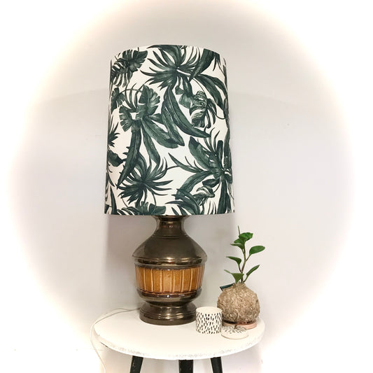 Custom Lamp Shade only - Dark Leaves on White
