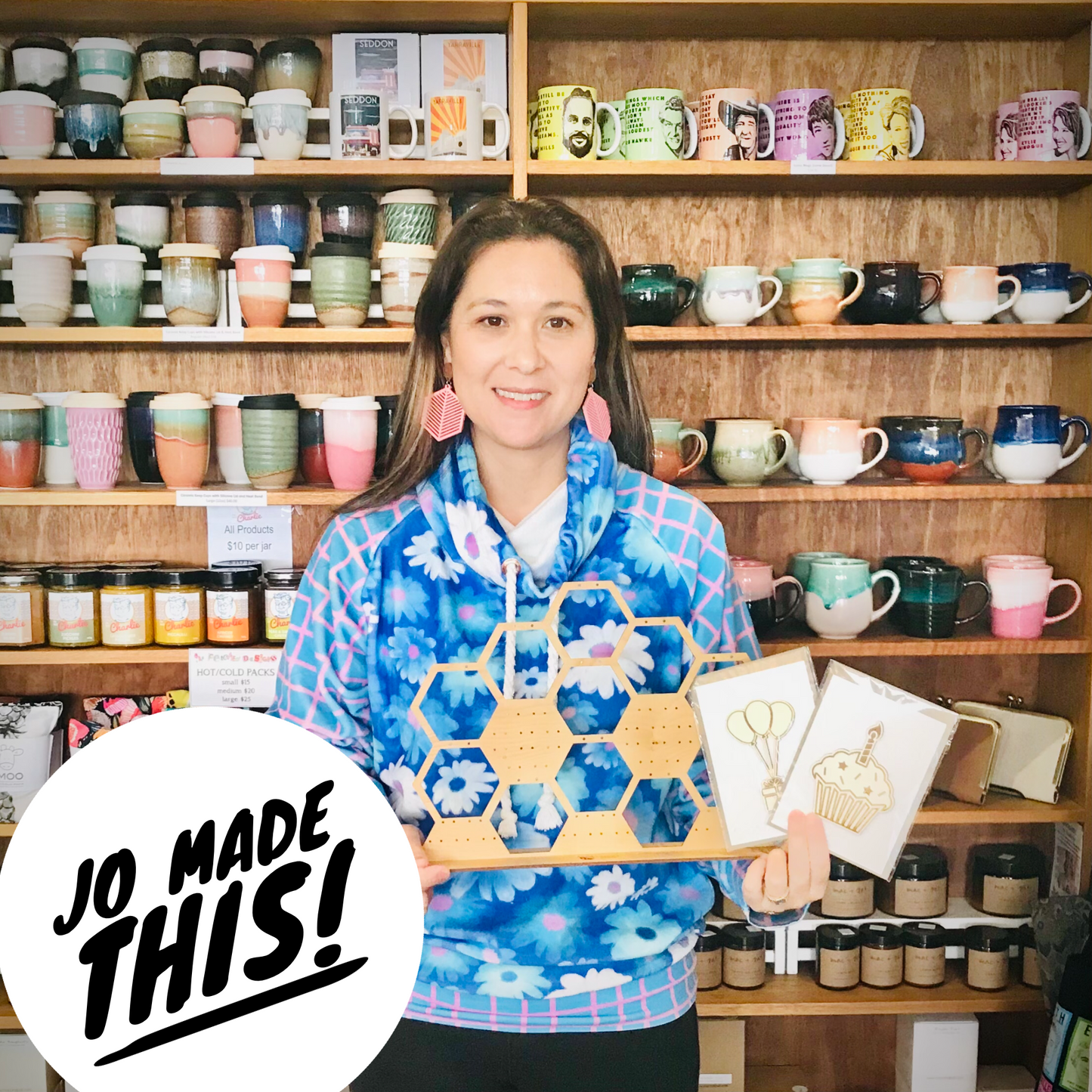 Handpainted Laser Cut earrings - Shapes on Studs Range