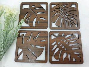 Monstera Coasters (set of 4) - Wood
