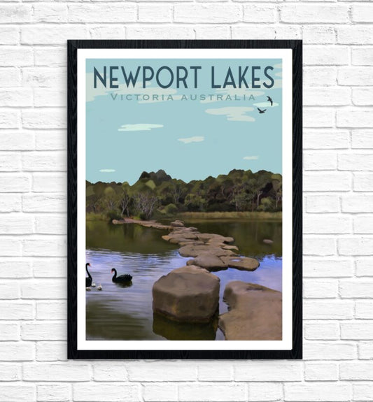 Vintage Poster - Newport Lakes Swans