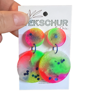 Polymer Clay Earrings - Multi Disc Drops