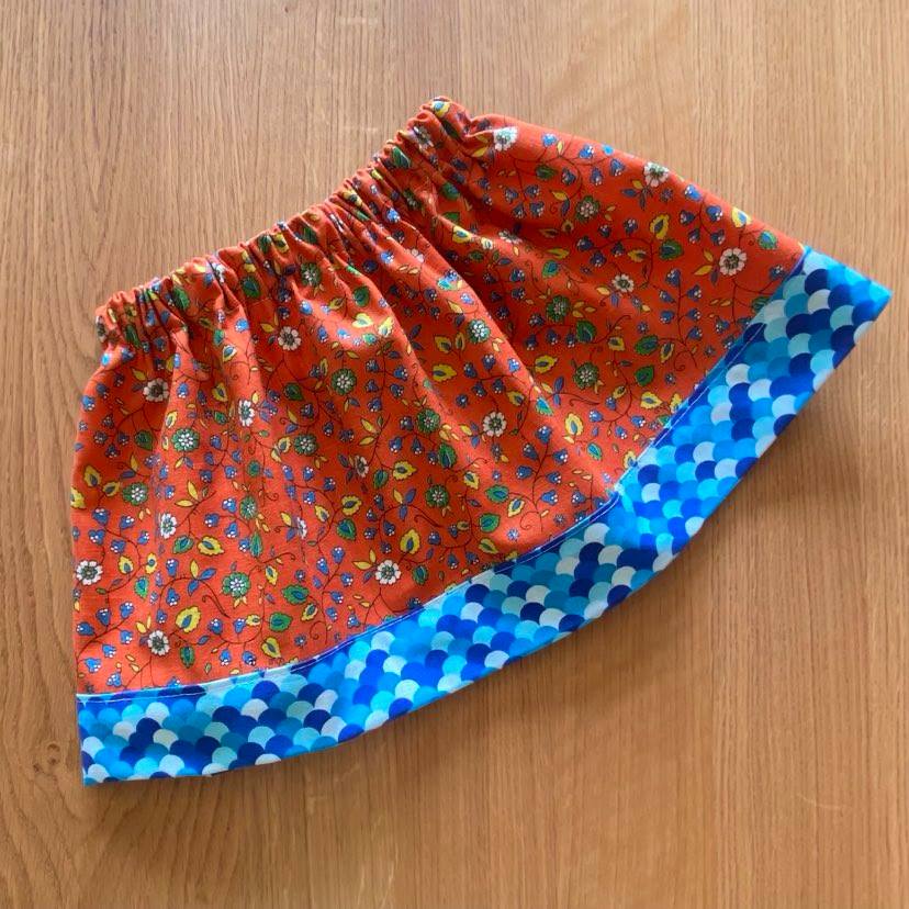 Cotton Drill Skirt - TANGERINE FLORAL