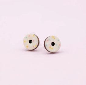 Donuts Laser Cut Timber Stud Earrings