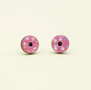 Donuts Laser Cut Timber Stud Earrings
