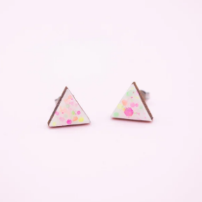 Triangle Timber Laser Cut Stud Earrings