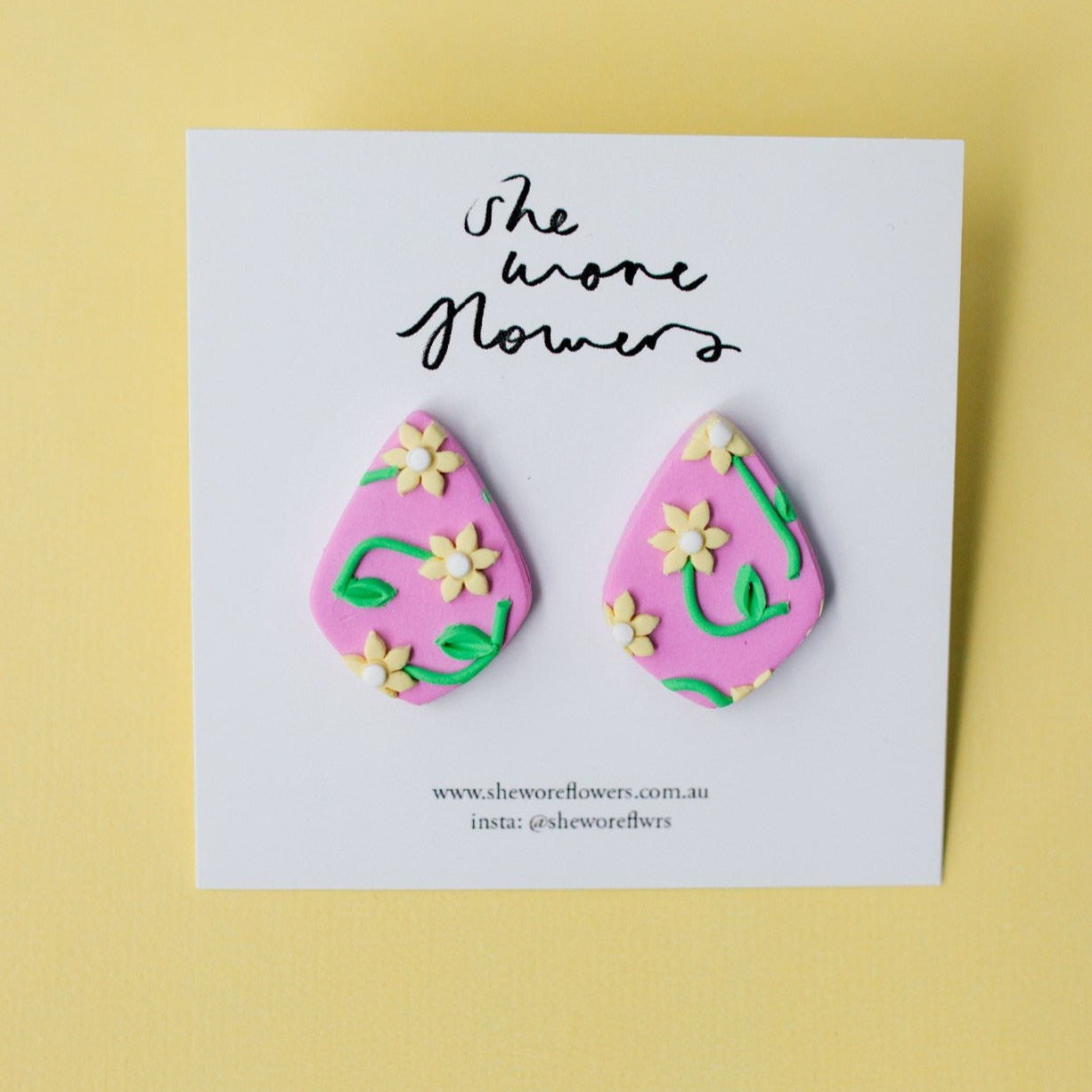 Floral Polymer Clay Stud Earrings