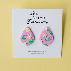 Floral Polymer Clay Stud Earrings