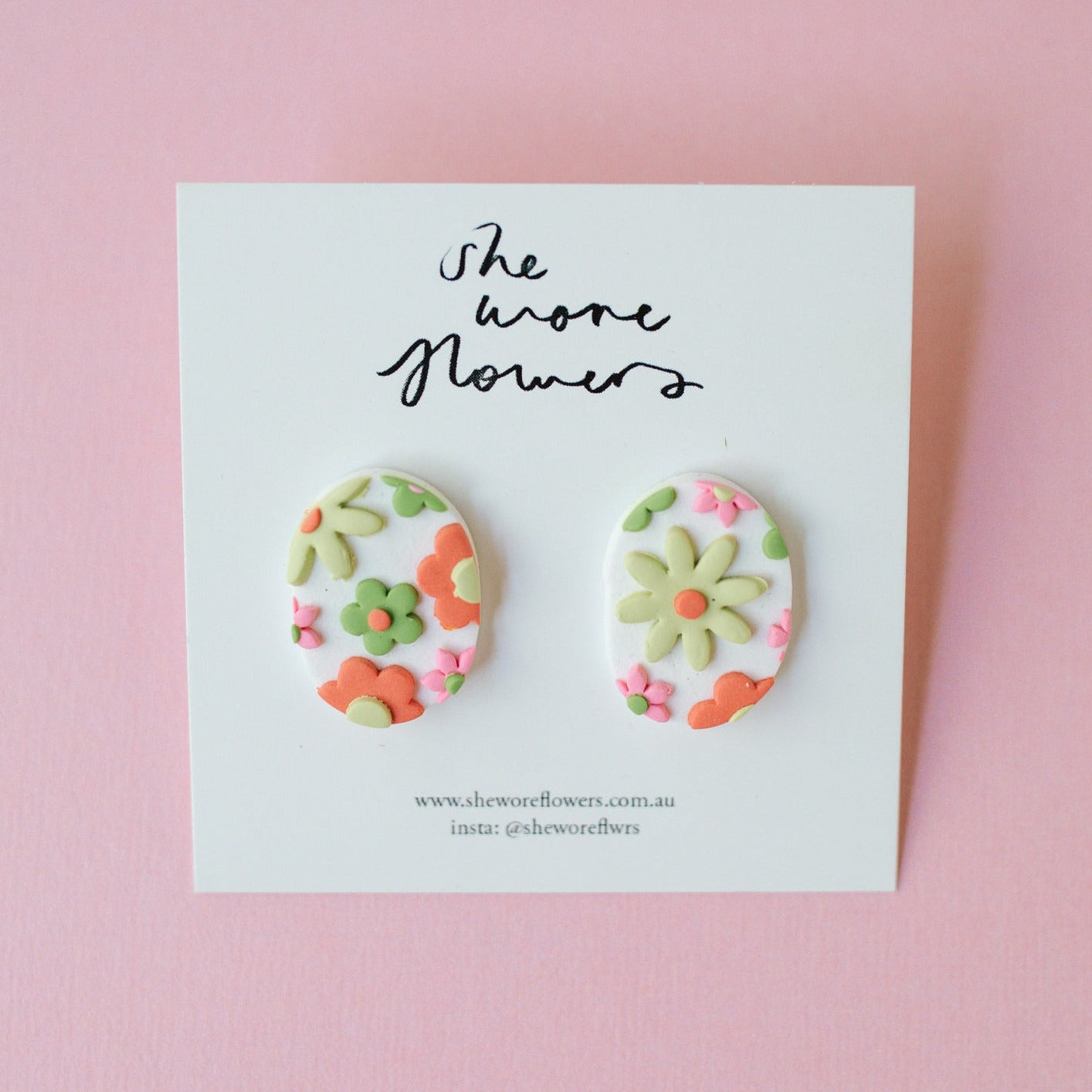 Floral Polymer Clay Stud Earrings