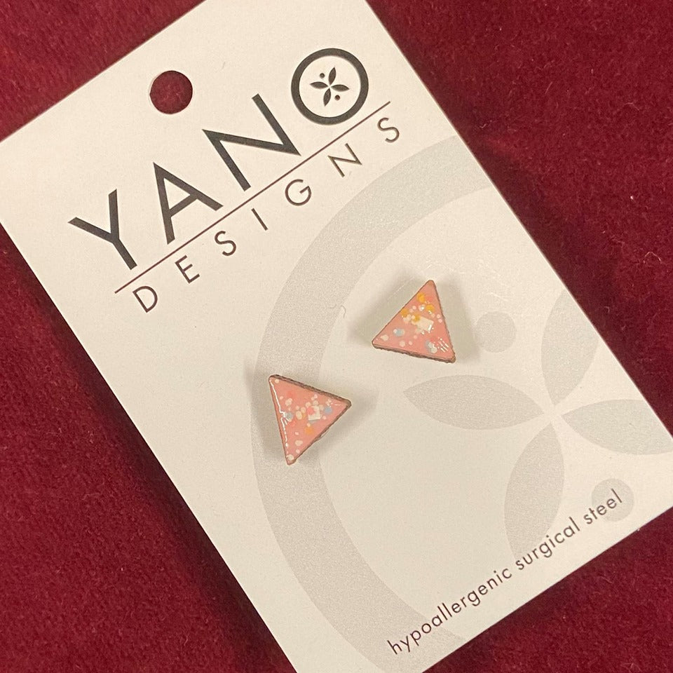 Triangle Timber Laser Cut Stud Earrings